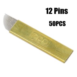 Microblading 12 Pcd Altın İğne 50 Adet 